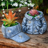 Denim Resin Pots