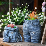 Denim Resin Pots