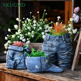 Denim Resin Pots