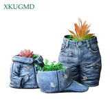 Denim Resin Pots