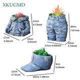 Denim Resin Pots