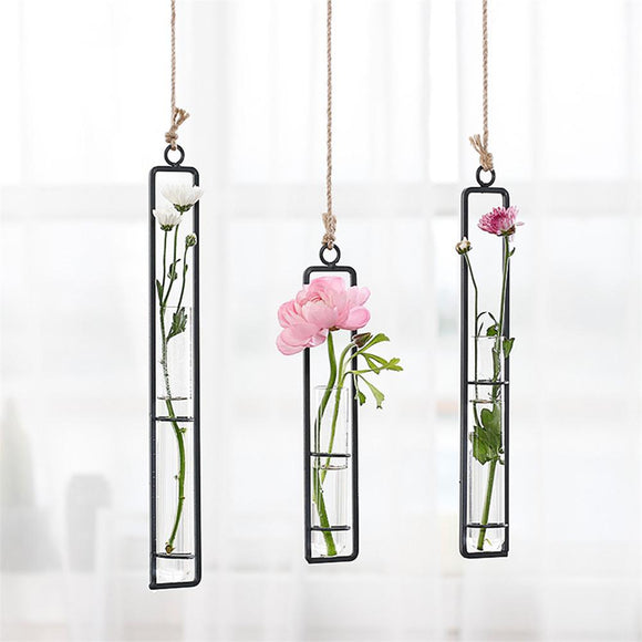 Iron Wall Hanging Glass Flower Vase