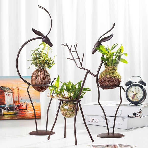 Iron Deer Frame Plant Stand